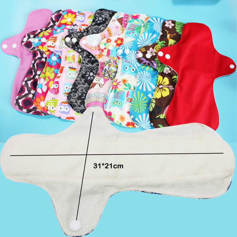 Bamboo Fabric Washable Menstrual pads L Size Mama Cloth Sanitary Pads 50 PCS