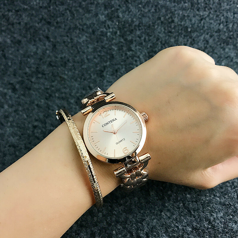 Contena Fashion Casual Luxury Diamonds Women Wristwatches Rhinestones Ladies Dress Watch New Female Clock