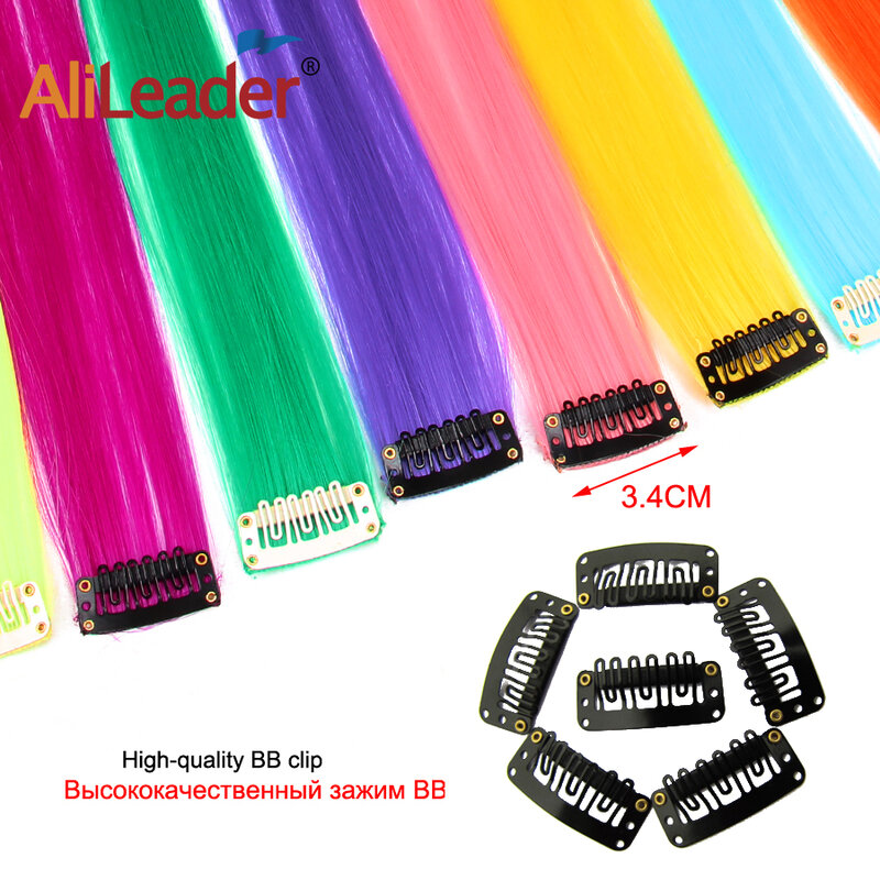 Alileader syntetyczny klip w jednym kawałku przedłużanie włosów 50Cm proste długie treski kobiety dziewczyny Rainbow 57 kolory 12 g/sztuk
