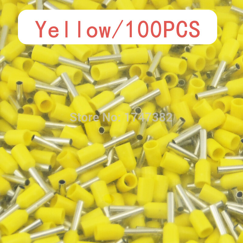 100PCS E2508 Tube pre-insulating terminal insulated cable wire connector crimp terminal (type TG-JT) AWG #14 VE2508