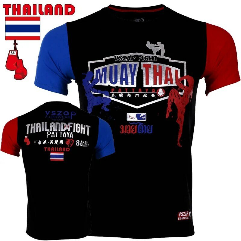 Vszap-Maillot de boxe MMA MUAY THAI pour homme, manches MMA, Tiger Muay Thai, t-shirt loup