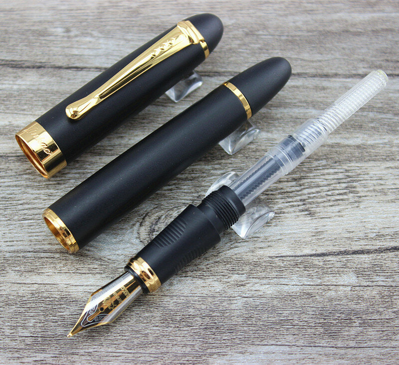 JINHAO X450 FROSTED BLACK AND GOLDEN 0.7mm BROAD NIB FOUNTAIN PEN JINHAO 450