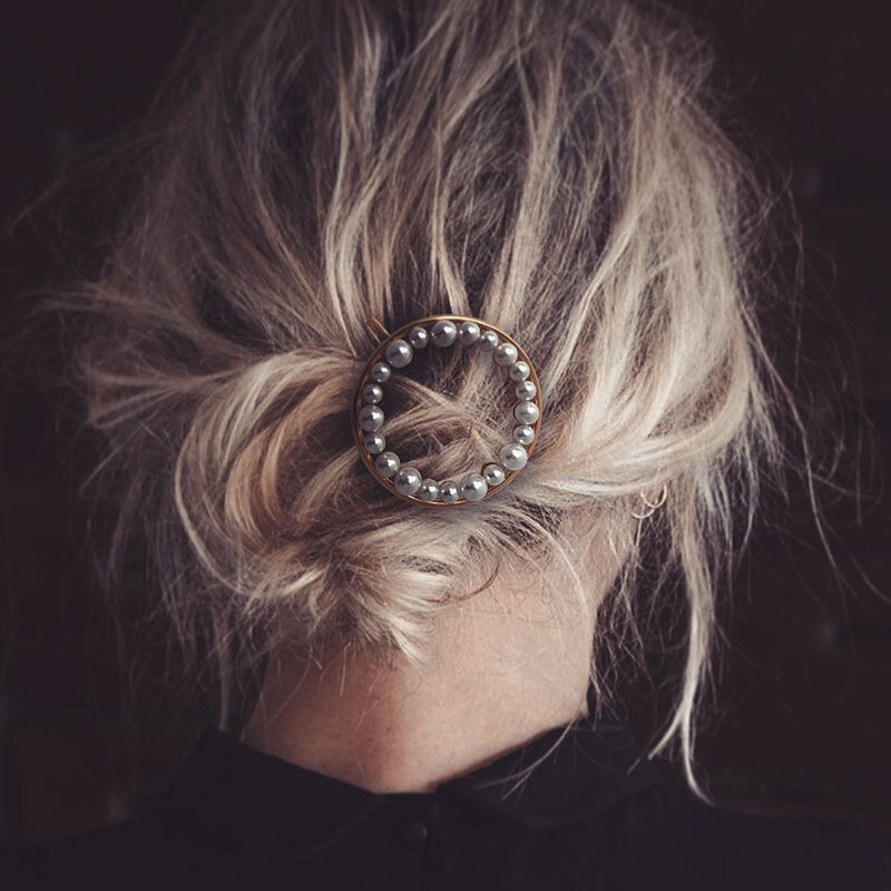 Bijoux de cheveux ronds incrustés simples pour femmes, INS, nouvelle tendance de la mode, 2021