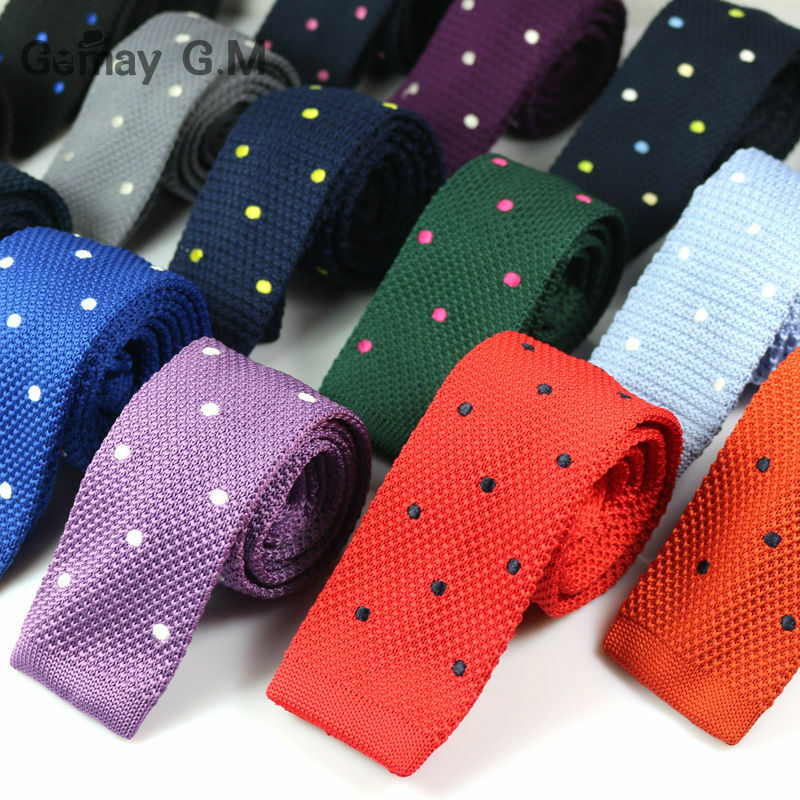 De Los nuevos Hombres de Punto tejido delgado corbatas dots Classic Mans Corbata corbatas A Cuadros de Moda para la boda Masculina Marca primavera casual empate