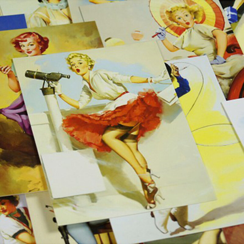 Cartões postais vintage retrô para meninas, artista bonito, americana e europeia, cartaz vintage, beleza sexy, ilustrador, papelaria, 30 pcs por pacote