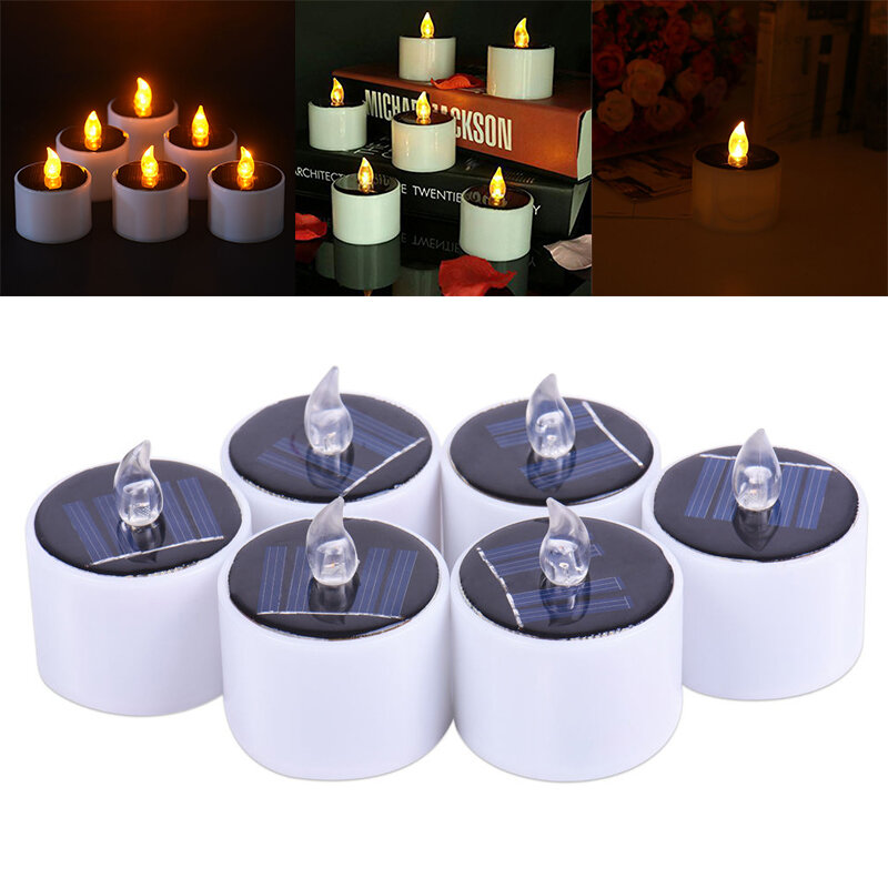 6 pçs flameless bateria de energia solar led vela chá luz decoração casamento casa mais novo