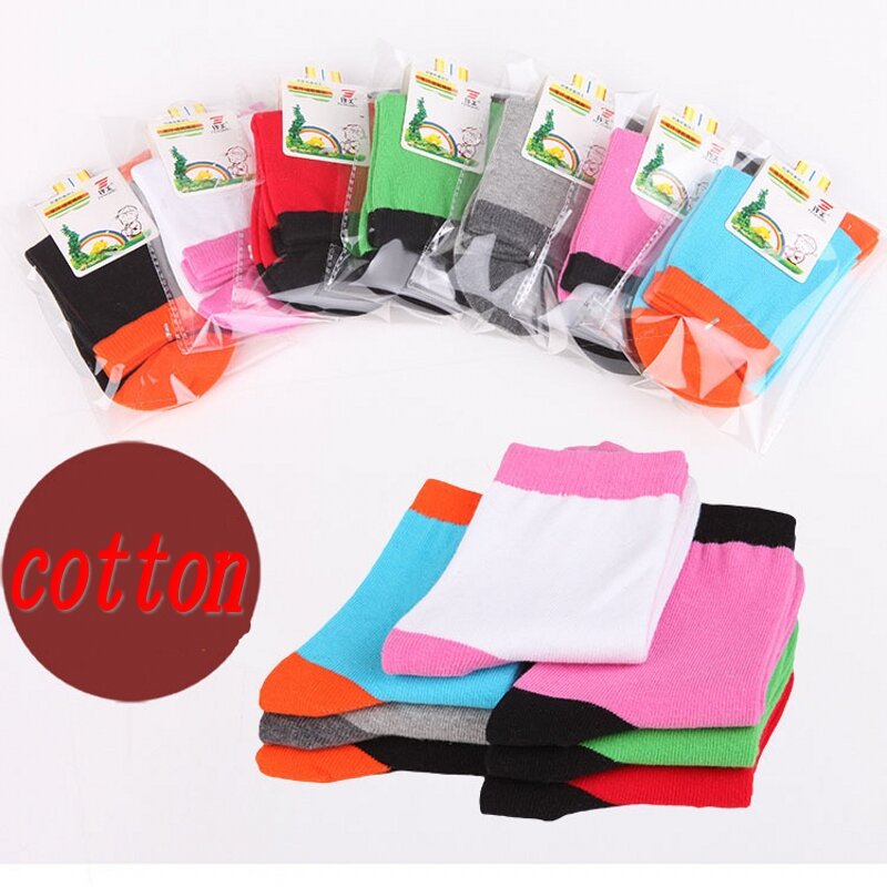 5 pairs / lot kids socks Spring&autumn Lovely stripe Candy pure color cotton boys socks with girls socks 1-9 year chidren socks