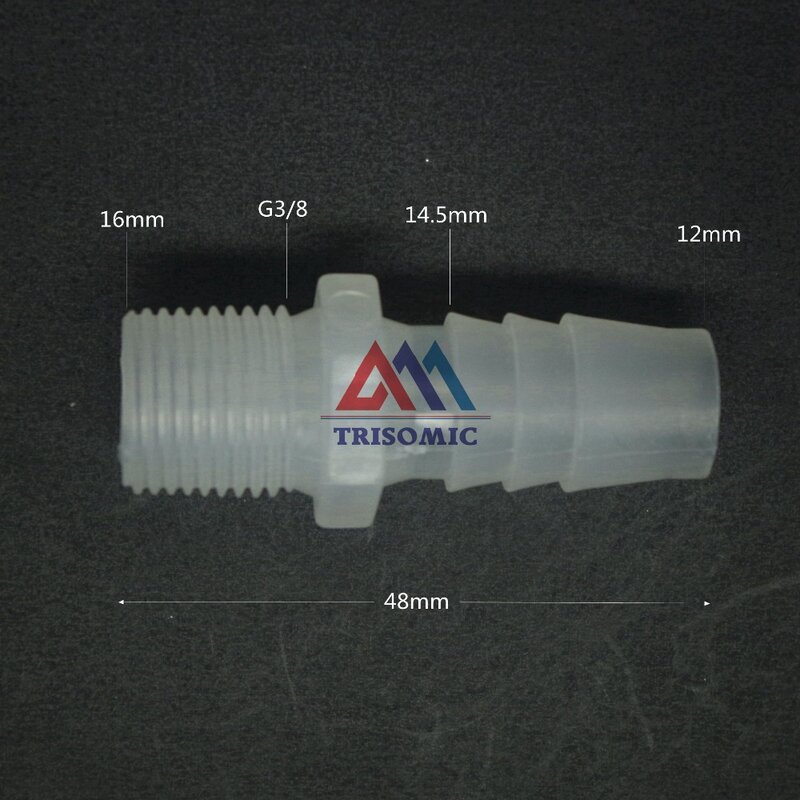 Conector recto de plástico para tubería, accesorio de púas con Material de rosca PP para acuario, 12mm-G3/8