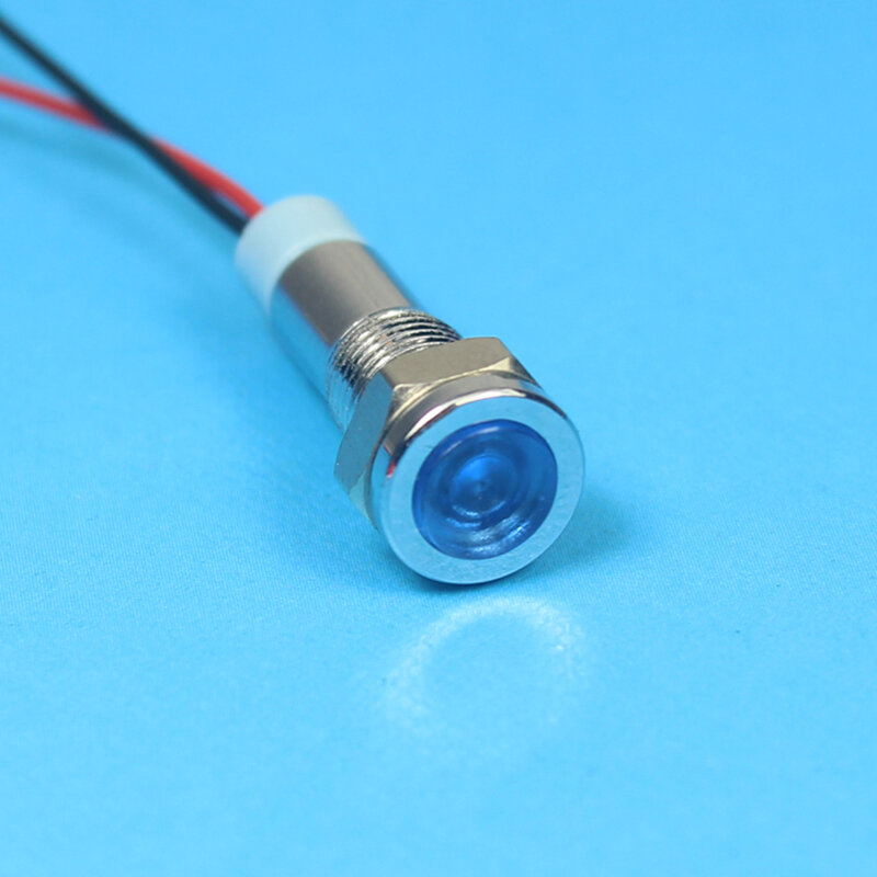 ABBEYCON Diameter 6mm Pilot Indicator Flat Head Indicator Light Metal Waterproof 12V BLUE wired High Quality Mini Signal Lamp