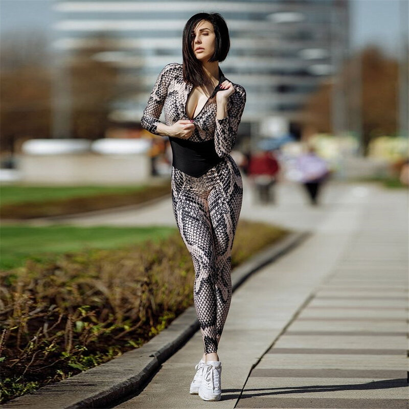 GXQIL Sexy Gym Woman Sportswear 2019 Unique Bodycon Long Sleeve Bodysuit Fitness Yoga Clothes Sport Jumpsuits Women Tracksui