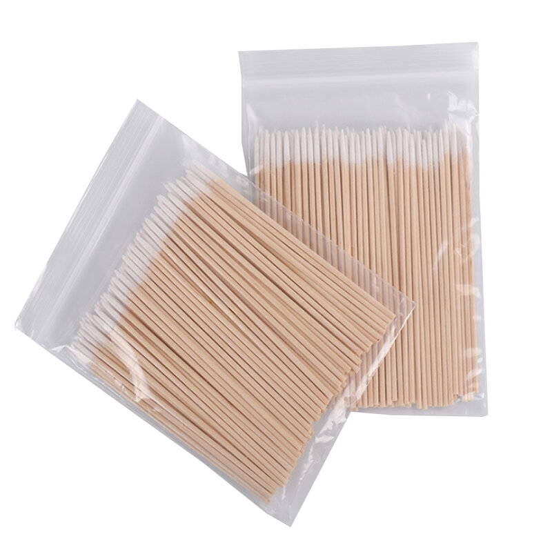High Quality 1 Bag 100pcs Wooden Cotton Stick Swabs Buds For Cleaning The Ears Eyebrow Lips Eyeline Tattoo Makeup Cosmetics