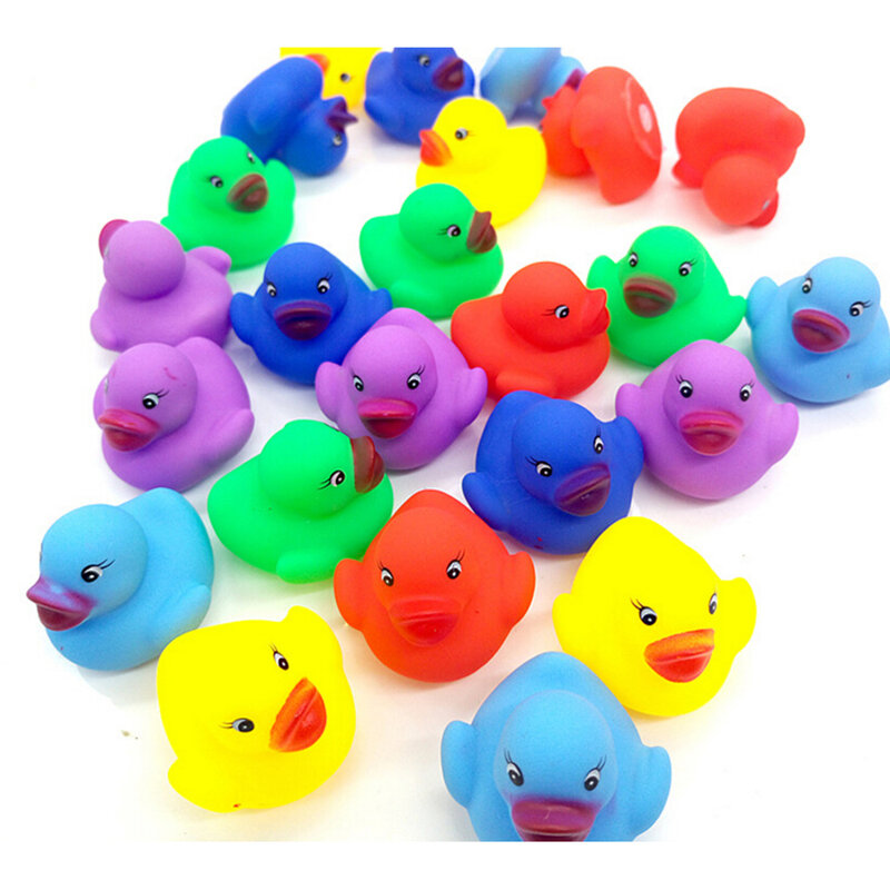 12Pcs/Set Cute Rubber Squeaky Duck Kawaii Colorful Baby Children Bath Toys Ducky Water Play Toy 3.5*3.5*3cm