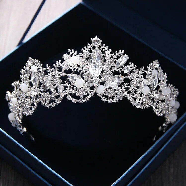 Nieuwe Mode Barokke Luxe Crystal Ab Bridal Crown Tiara Licht Gouden Kleur Diadeem Tiara Voor Vrouwen Bruid Bruiloft Haar Accessoires