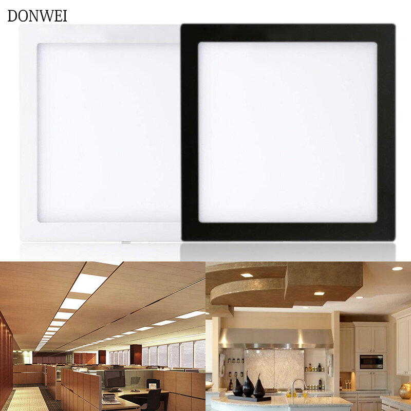 แผงไฟ LED สี่เหลี่ยม6W/9W/12W/18W, พื้นผิวไฟ LED เพดานดาวน์ไลท์ AC85-265V + ไดรเวอร์ LED สำหรับห้องครัว/ห้องนอน/ห้องน้ำ