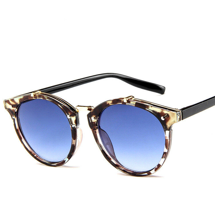 Gafas De Sol Vintage con remaches redondos para mujer, anteojos De Sol femeninos De diseñador De marca, con gradiente UV400, elegantes, 2021