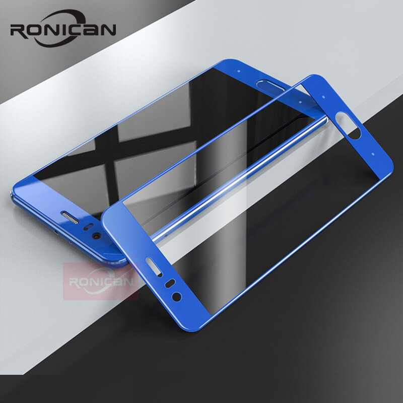 Protector de pantalla de vidrio templado para Huawei Honor 9 Lite, película protectora azul, cubierta completa, 2 unidades