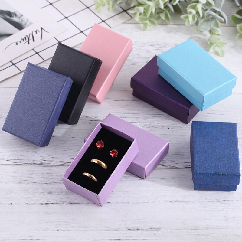 32pcs Jewelry Sets Display Box Cardboard Necklace Earrings Ring Box 5*8cm Gift Packaging with Black Sponge Can Personalized logo