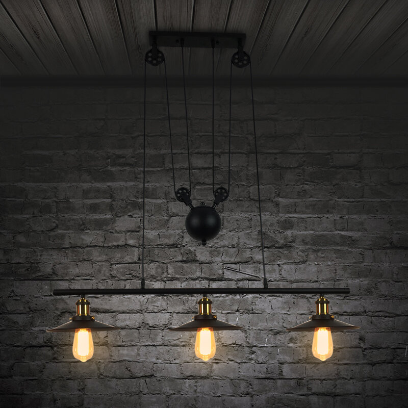 Lustre retrô suspenso de 3 lâmpadas, luminária suspensa para restaurante, bar, clube, escritório, café