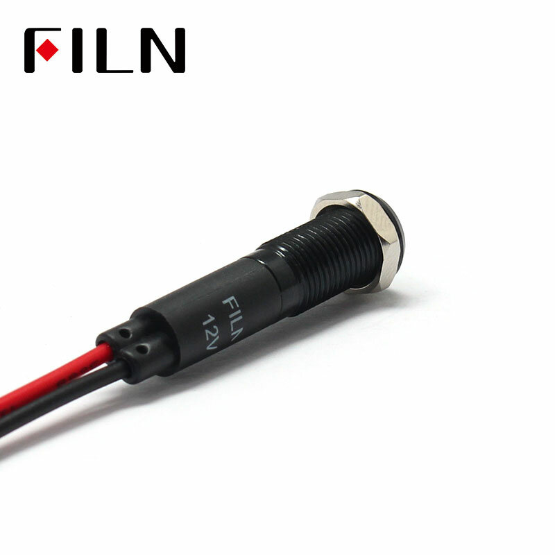 FILN-bocina para salpicadero de coche, señal de advertencia, símbolo led rojo, amarillo, blanco, azul y verde, luz indicadora led de 12v con cable de 20cm, 8mm