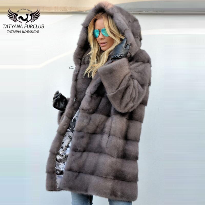 Tatyana furclub casaco de pele de vison real de luxo casacos de pele de pele de vison das mulheres completa pele grossa quente jaqueta com capuz de pele grande feminino inverno pele de vison