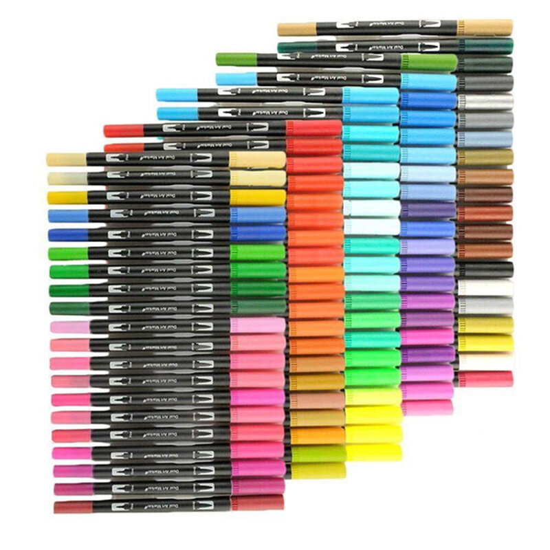 12/24/36/48/72/100 ensemble de marqueurs de pinceau de couleur stylo de ligne Fine aquarelle peinture couleur stylo marqueurs couleurs