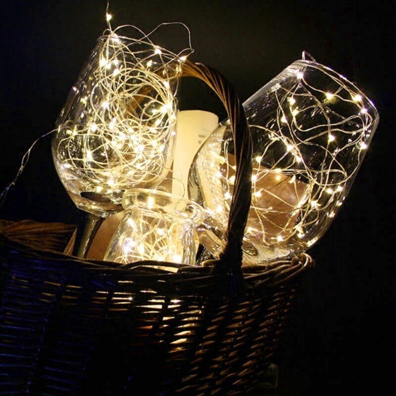 Guirlande lumineuse LED alimentée par batterie, 2M, pour fête de mariage, noël, accessoires de photographie
