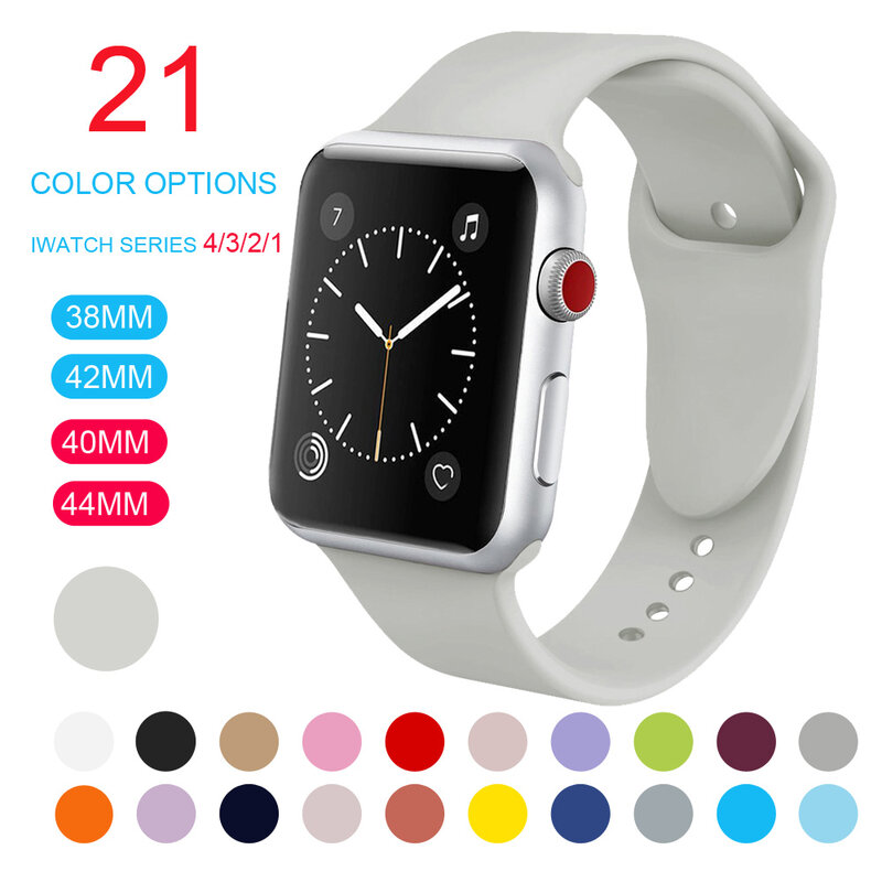 2020 nova pulseira de silicone esporte para iwatch 1/2/3/4/5 apple watch band 38mm 40mm 42mm 44mm pulseira de relógio inteligente para homens femininos