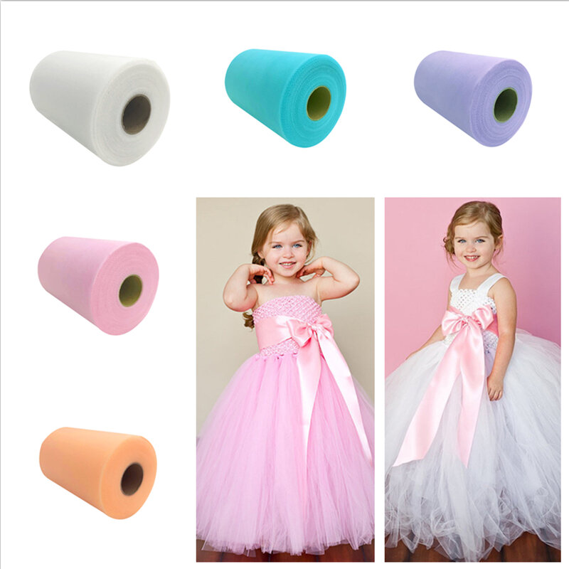 Rollo de tul blanco y rosa para decoración de boda, carrete de tela para vestido de tutú, Organza DIY, suministros para fiesta de Baby Shower, 15cm x 100 yardas