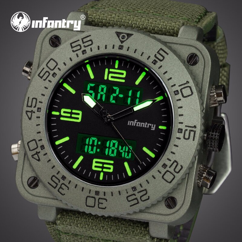 Армейские часы для мужчин, аналоговые цифровые мужские часы, Лидирующий бренд, роскошные тактические часы для мужчин, квадратные спортивны...