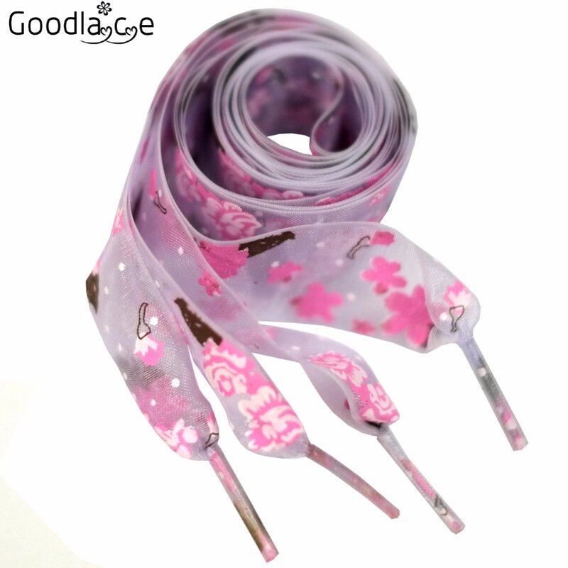 Fashion Style 2.5 CM Wide Flat Shoelaces Organza Ribbon Shoe Laces for Girls Women 120 CM