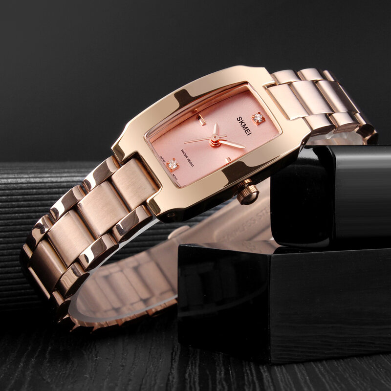 SKMEI Quartz dames montres de mode de luxe en acier inoxydable femmes Bracelet montre femmes montres étanche marque Relogio Feminino