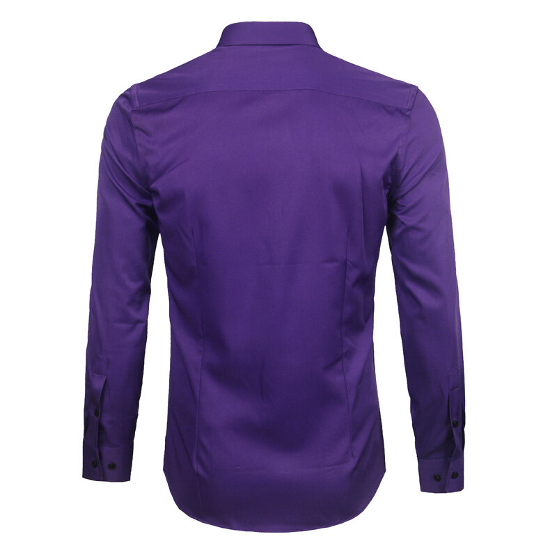 Fioletowy męska Bamboo fibre sukienka koszula 2023 Brand New Slim Fit z długim rękawem koszulka Homme Non Iron łatwy w pielęgnacji formalna koszula dla mężczyzn