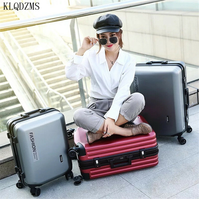 KLQDZMS wysokiej jakości bagaż ABS + PC torba na pokład 20 "22" 24 "26 Cal biznesowa na kółkach uniwersalna walizka na kółkach