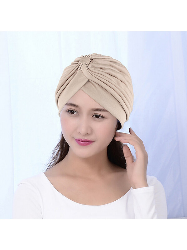 New Fashion Women Stretchy Modal Cotton Turban Dome Cap Headwear for Chemo Twist Hijab Head Scarves Ladies Bonnet Cap Turbante