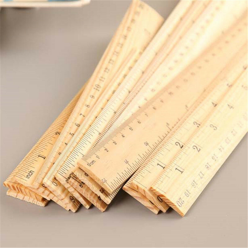 Regla de madera de doble cara para dibujo, herramienta de medición recta de 15cm, 20cm y 30cm, ideal para regalo, material escolar y de oficina, novedad