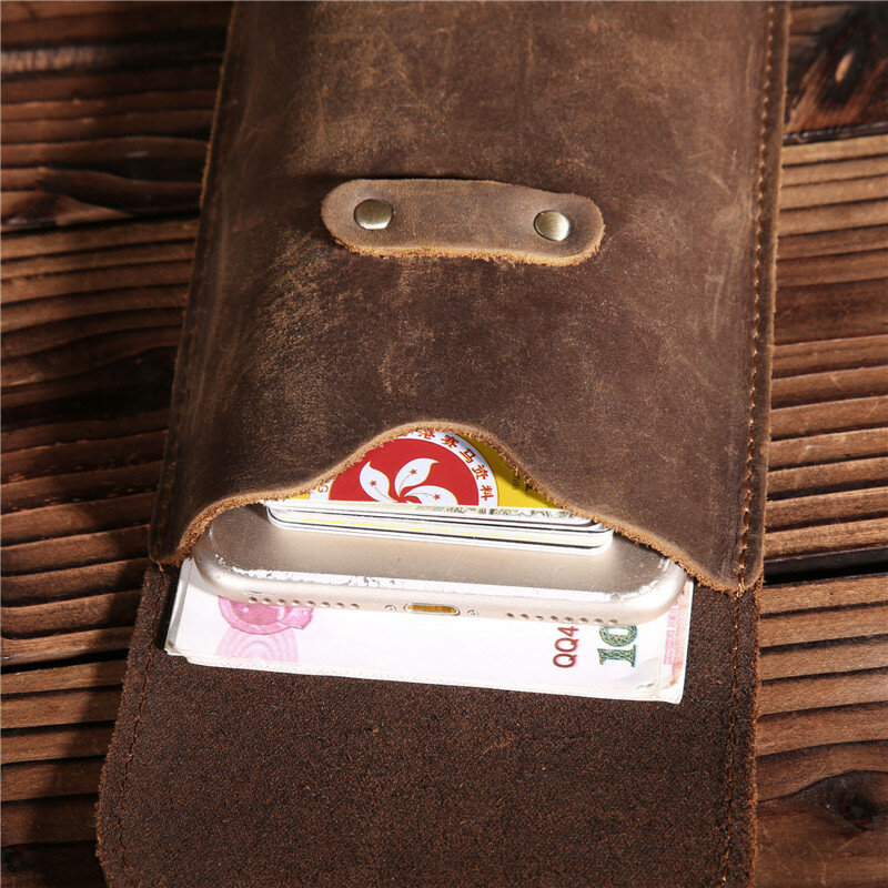 خمر الرجال جلد طبيعي فاني مجموعة حقائب مخلفات موضة عادية الورك بوم حزام الحلقات محفظة محفظة جيب للهاتف الحقيبة للذكور