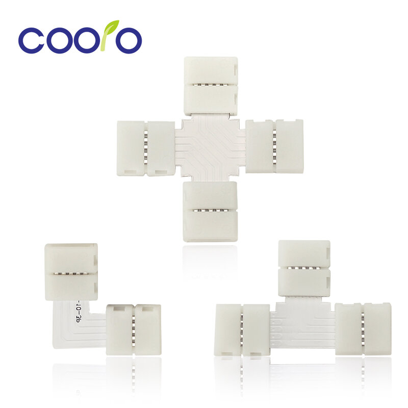 LED Strip Conectores, Conector de solda livre, L Forma, T Forma, X Forma para LED Strip Light, 2 Pin, 3 Pin, 4 Pin, 5 Pin, 10mm, 5 PCs/Lot