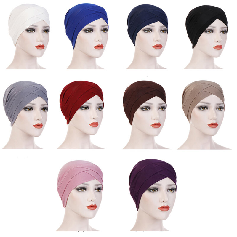 Bufanda de Hijab musulmán para mujer, gorros internos, diadema cruzada islámica, turbante, diadema, pañuelo para la cabeza