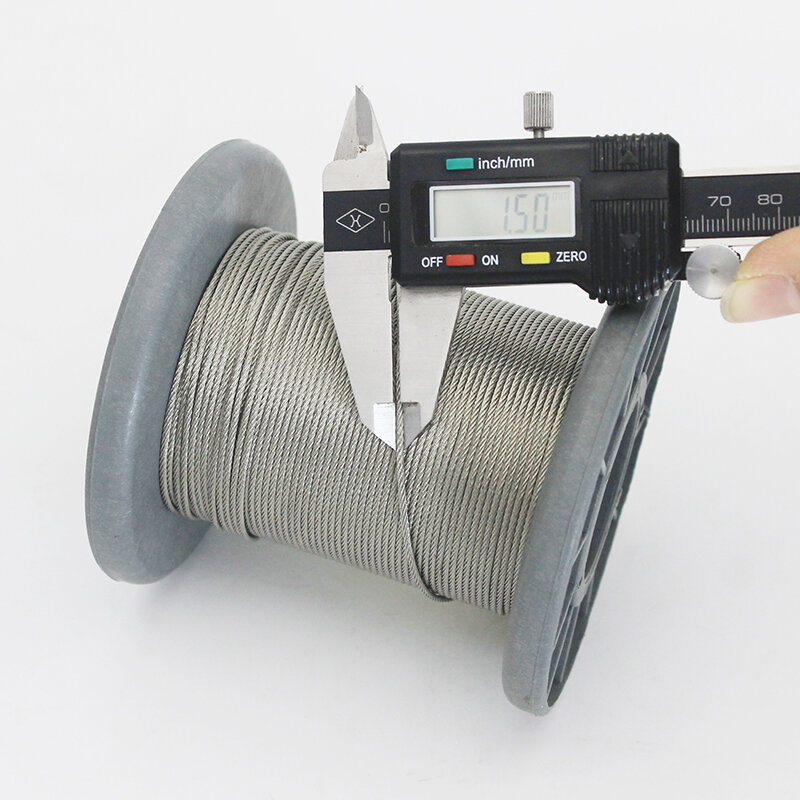 50 M/100 M 304 lina ze stali nierdzewnej Alambre miękki kabel do podnoszenia ryb 1.2mm, średnica 1.5mm + 50/100 szt. Rękawy Aluminium