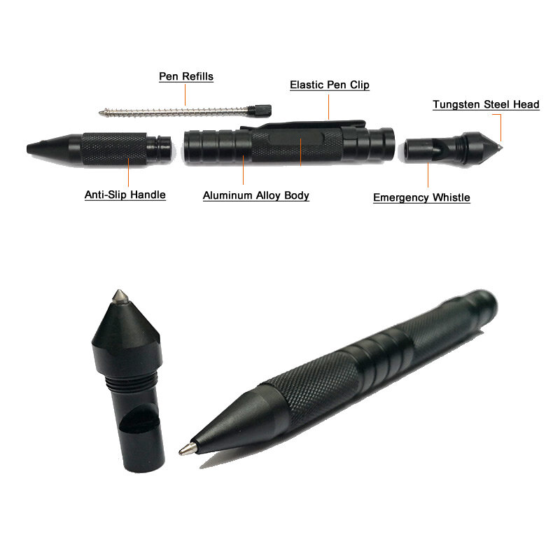 Multi-Function Tactical Pen Whistle, Auto Defesa de Emergência, Ferramenta EDC, Sobrevivência ao ar livre, Resgate, Dropshipping, 3-em-1