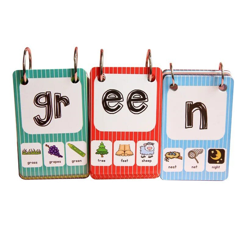 128Pcs/set English Phonics Root Pronunciation Rules Kids learn English word Card for Children learning English Educational book