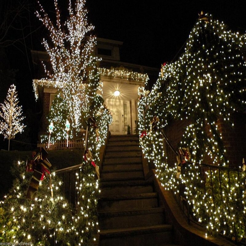 Ano novo decoração guirlanda 100m 600led luzes da corda navidad para a festa de natal feriado ac220v ue/au plug com 8 modos