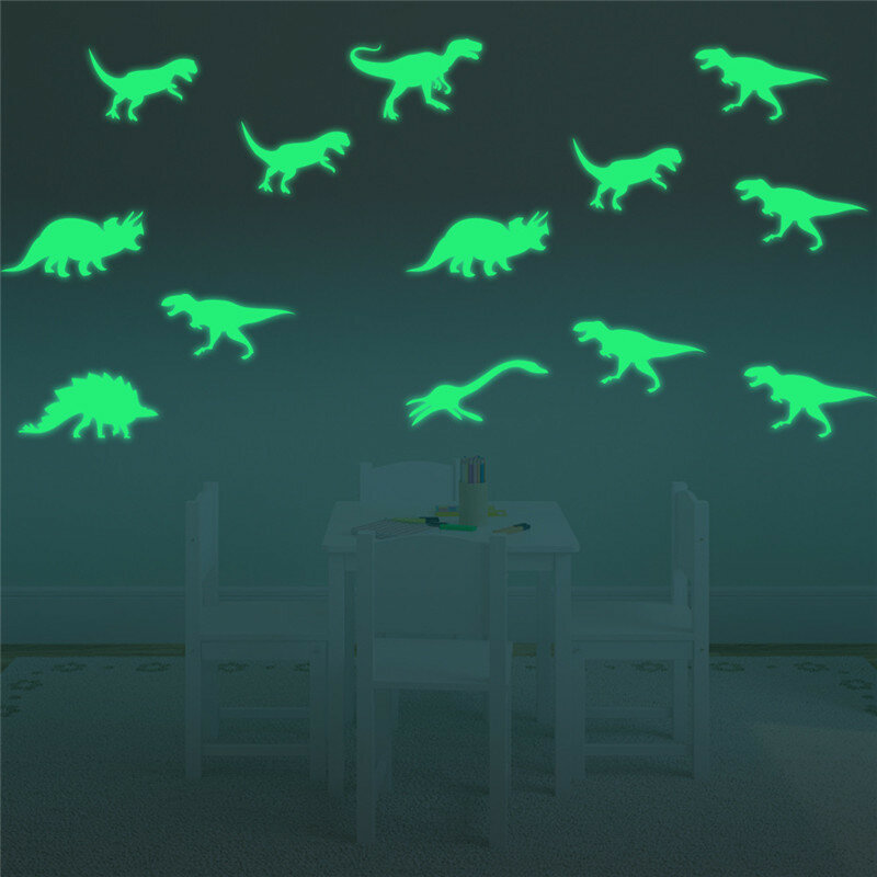 9 pezzi Glow In The Dark dinosauri giocattoli adesivi soffitto decalcomania Baby Kid Room