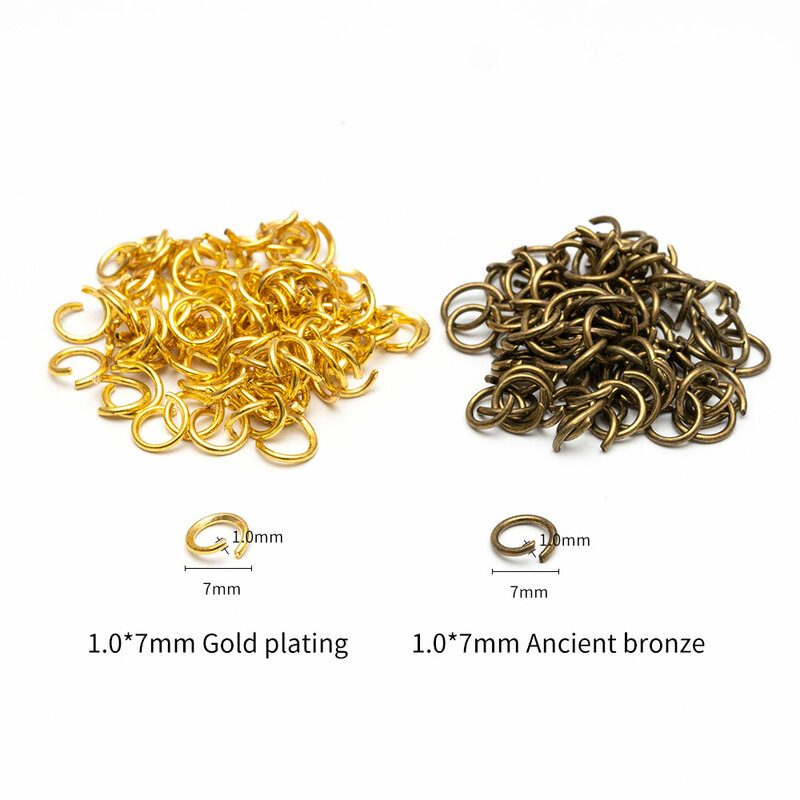 Lote de anillos abiertos de 5, 7 y 8 mm con bucle de plata y oro para hacer joyas, accesorios para pulseras y collares, 100 unidades
