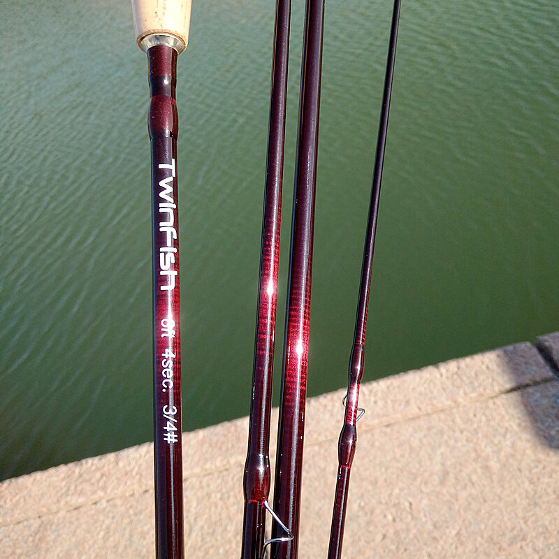 Twinfish carbon fly fishing rod wine color 4 sections 3/4 power 8 feet 2.4m 5/6 power 2.7m stream trout brown light flying rods