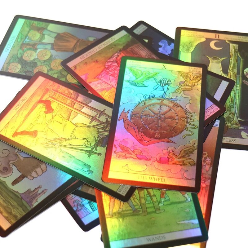 Cartas holográficas de tarot Waite Shine para juego de mesa, cartas para mujer, versión alemana, francesa, inglesa