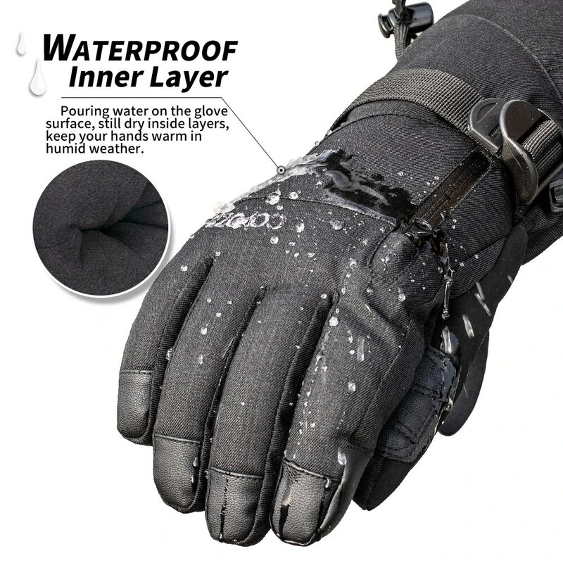 Лыжные перчатки унисекс COPOZZ, зимние водонепроницаемые термоперчатки для сенсорного экрана до-30 градусов