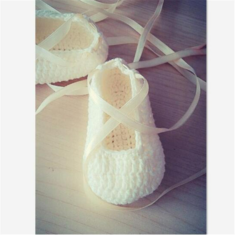 QYFLYXUE Baby Photography prop white ballet shoes hand colored ribbon