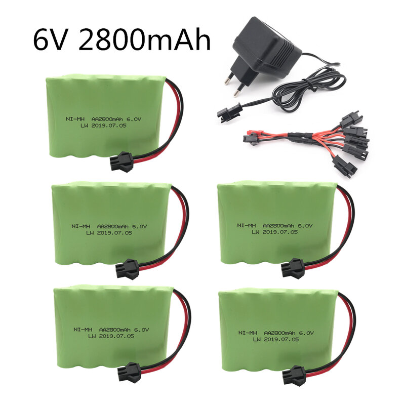 6V 2800mah NIMH NI-MH Battery Pack With Charger For RC Toy Car Boat GUN TANK Truck Trains RC Toy Model 6V Ni-MH Battery AA