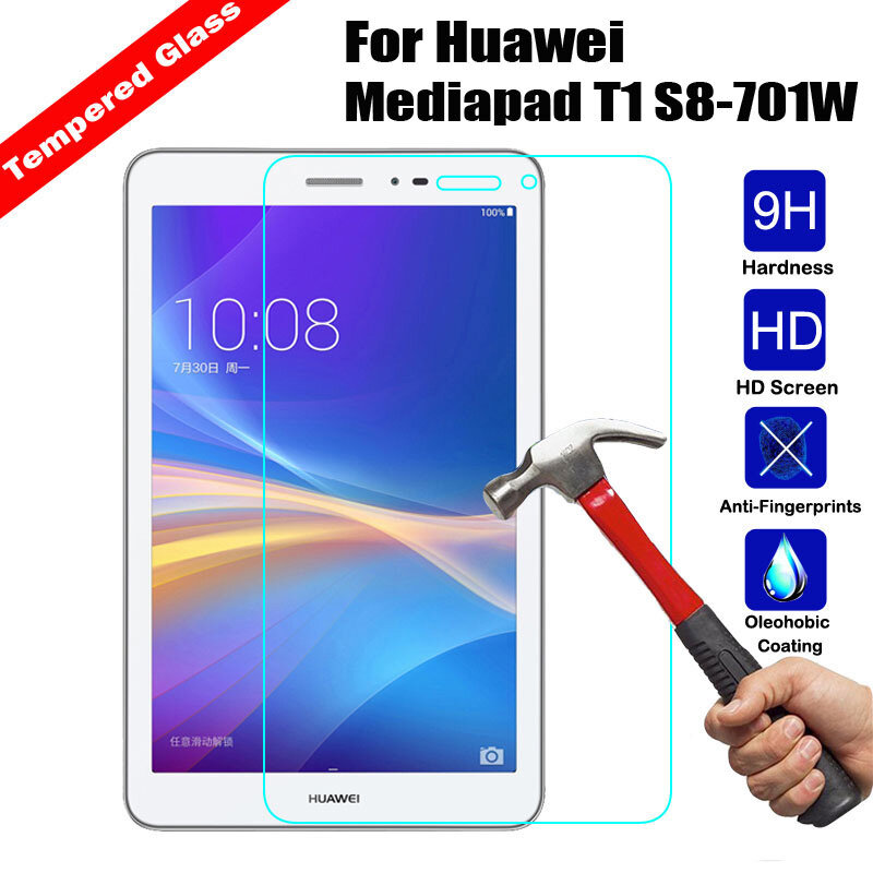 Protector de pantalla Ultra transparente para Huawei Mediapad T1, película protectora de vidrio templado de 8,0 pulgadas, S8-701W, 9H